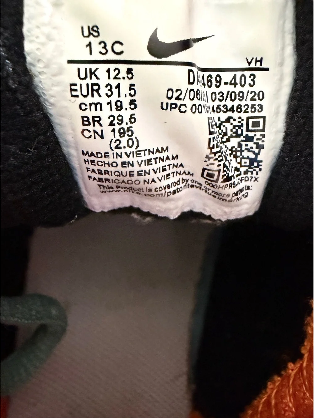 Nike Dunk Low Kids' Sneakers Size US 13C Orange Green Black Suede